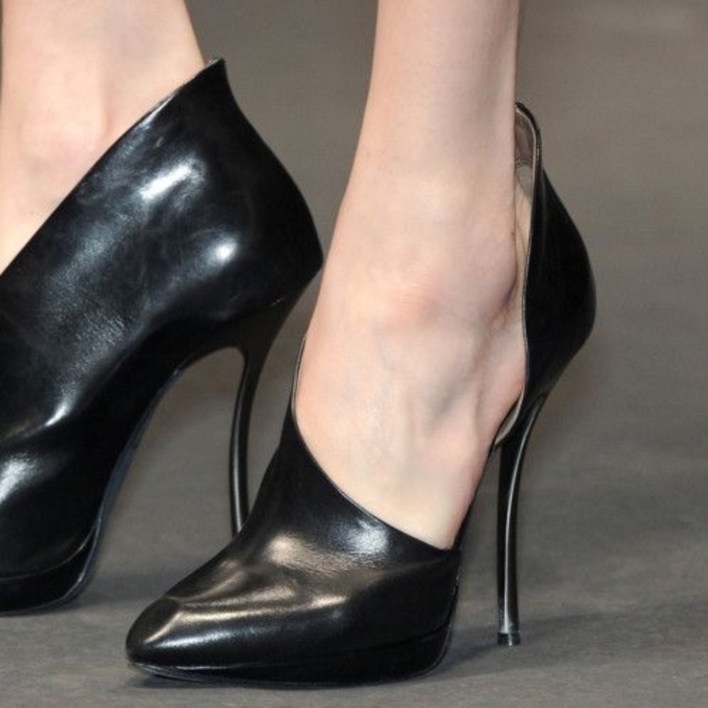Lanvin Black Leather Cut out D'orsay Booties Size 38